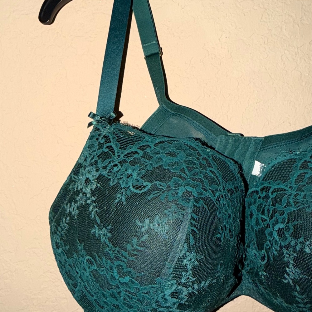 Cacique Lane Bryant Emerald Lace Max Boost Plunge Bra - Picture 2 of 10